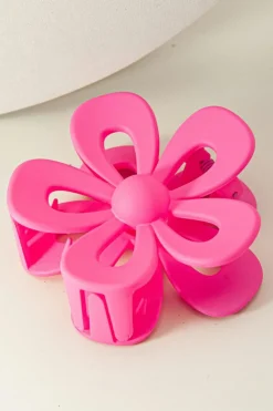New Dear-Lover Sweet Hollowed Flower Shape Claw Clip Rose Red