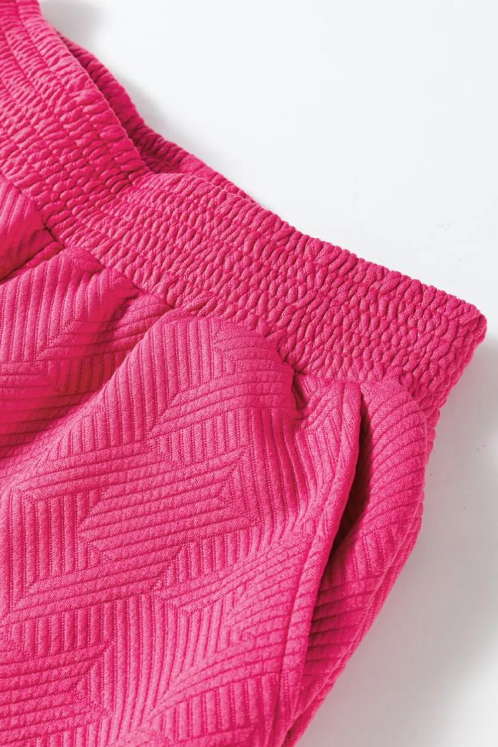 Best Dear-Lover Textured Puff Sleeve Top and Pants Set Rose Red
