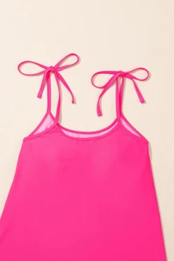 Sale Dear-Lover Tie Shoulder Floral Print Cute Tankini Set Rose Red