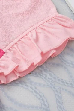 Discount Dear-Lover Two Tone Ruffled Flutter Sleeve Blouse Rose Red
