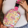 Outlet Dear-Lover Western Print Buckle Wide Belt Chest Bag Rose Red