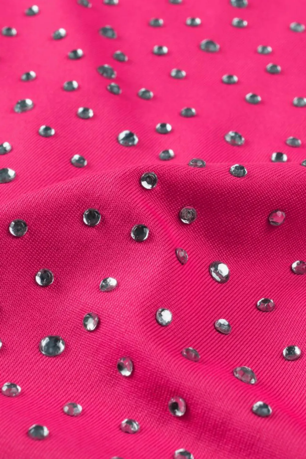Clearance Dear-Lover Rhinestone Allover Round Neck Short Sleeve Bodysuit Rose