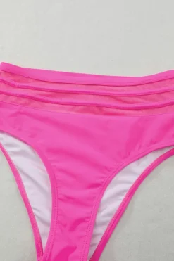 Hot Dear-Lover Scalloped Criss Cross High Waist Bikini Rose
