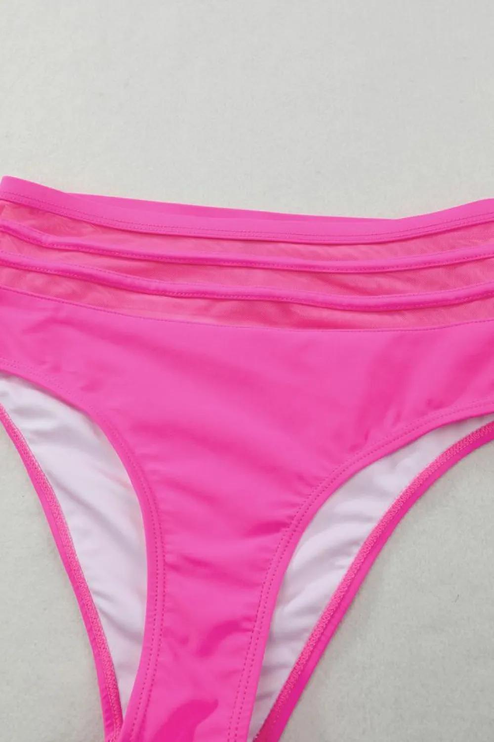 Hot Dear-Lover Scalloped Criss Cross High Waist Bikini Rose