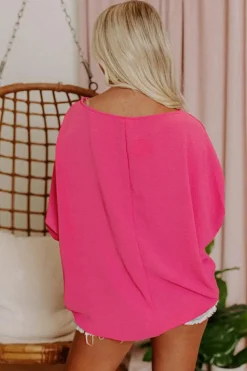 New Dear-Lover Smocked Wrist Shift Top Rose