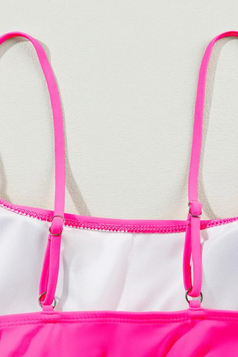 Discount Dear-Lover Striped Patchwork Spaghetti Strap High Waist Bikini Swimsuit Rose