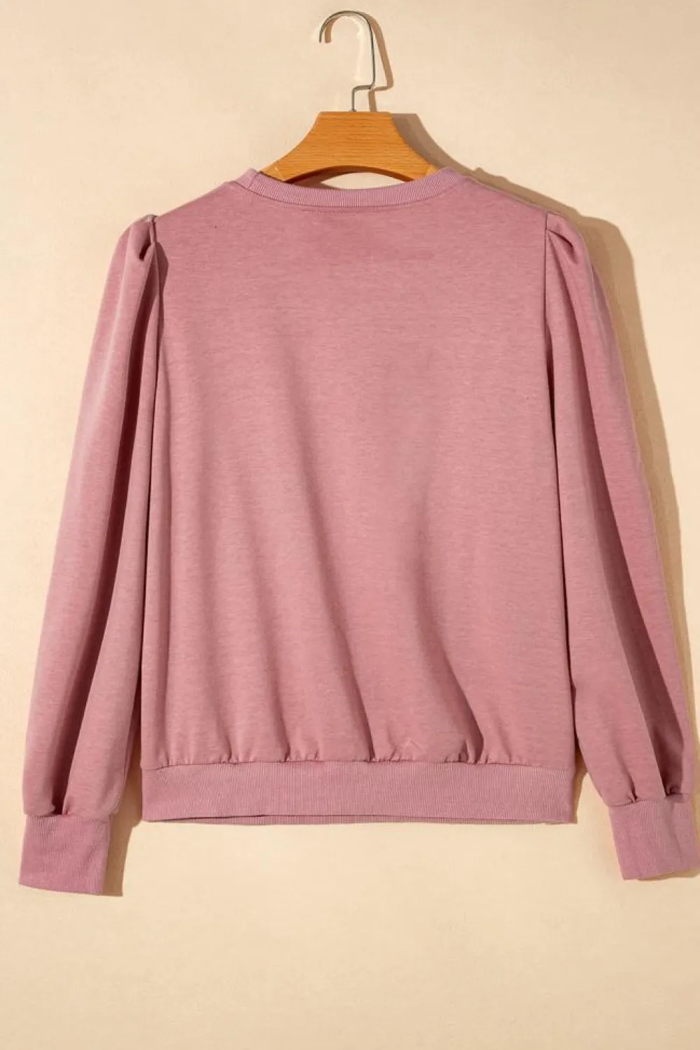 New Dear-Lover Button Tab Detail Long Sleeve Top Rose Tan
