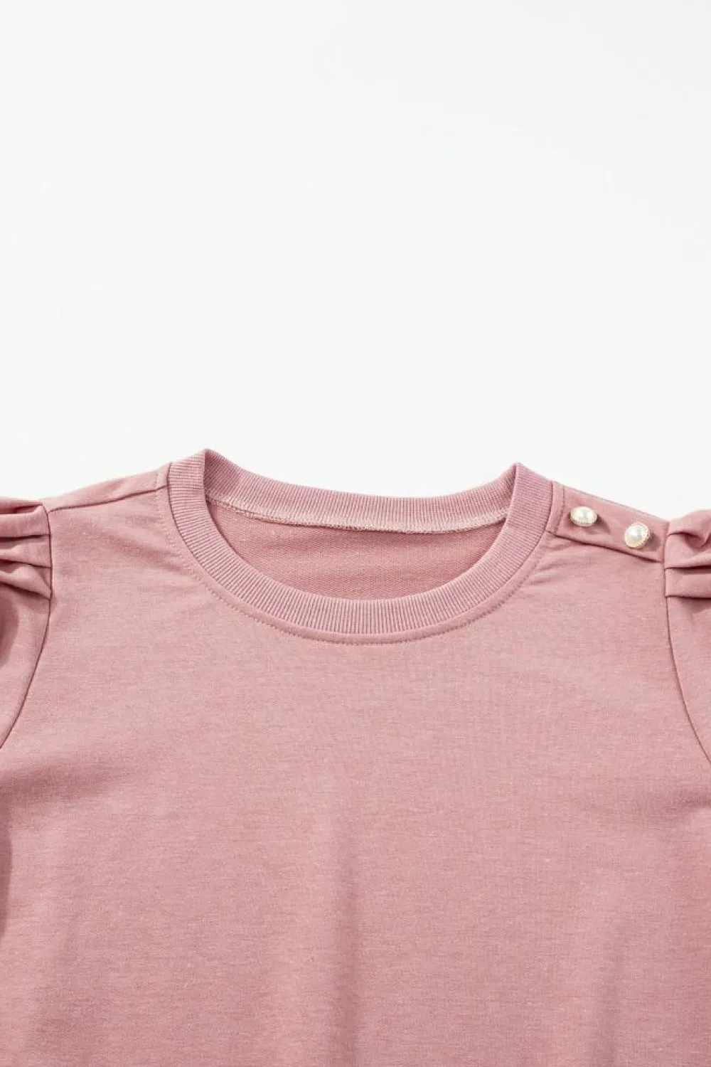 New Dear-Lover Button Tab Detail Long Sleeve Top Rose Tan