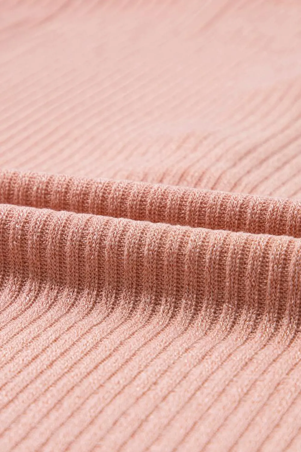 Sale Dear-Lover Rib Textured Henley Knit Top Rose Tan