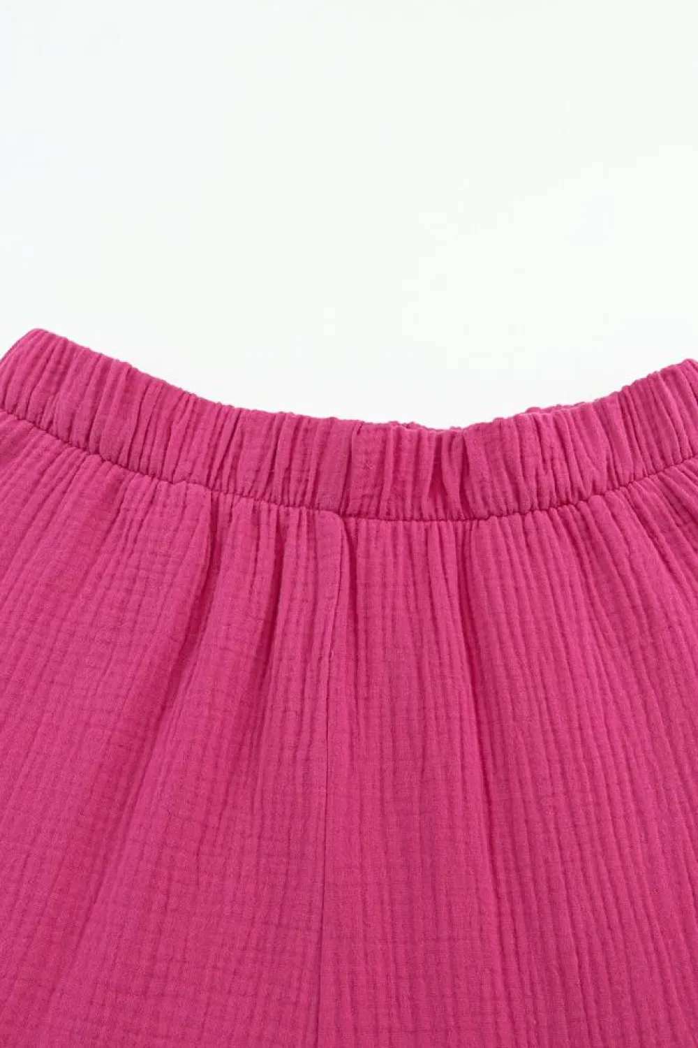 Best Dear-Lover Textured High Waist Ruffled Bell Bottom Pants Rose