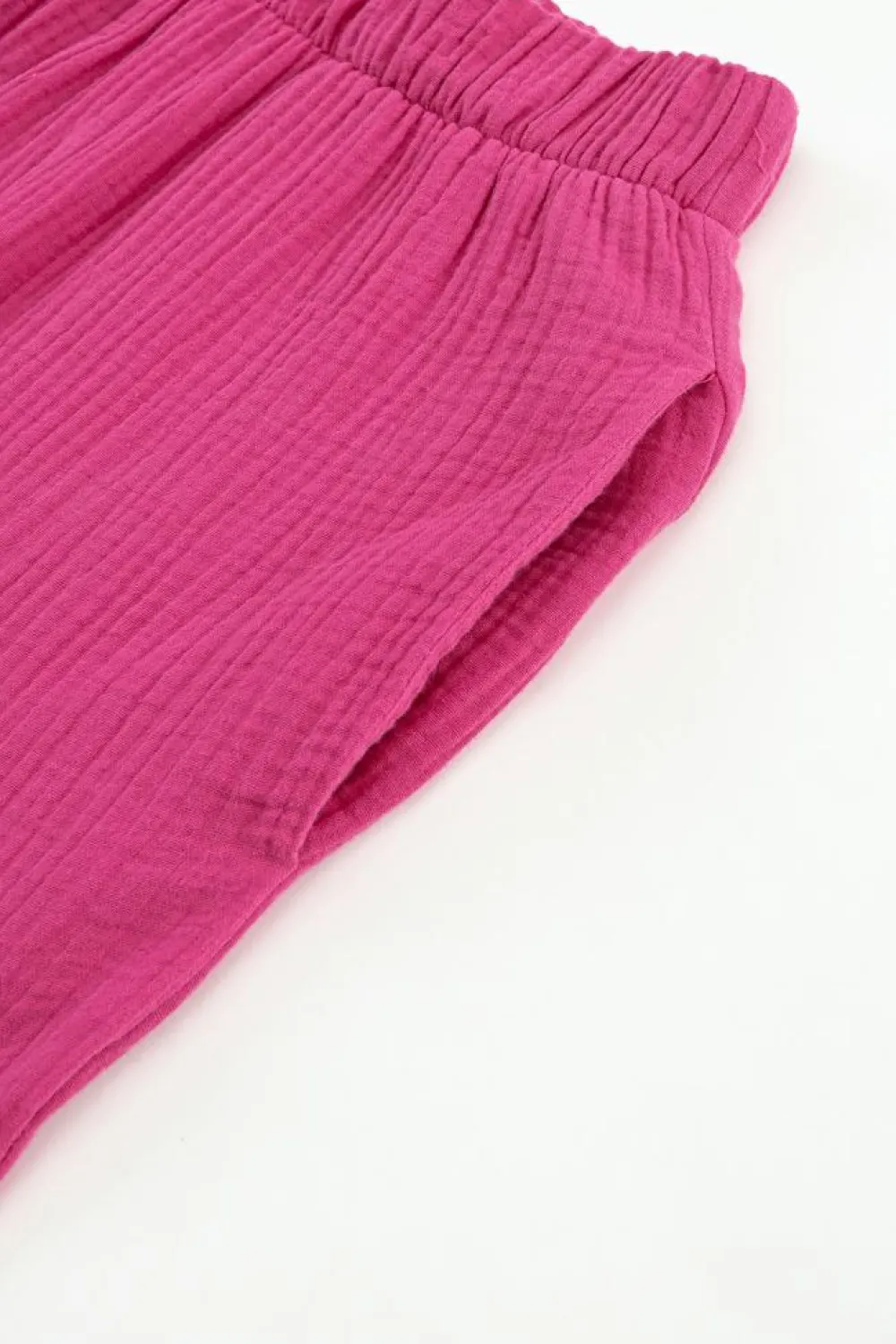 Best Dear-Lover Textured High Waist Ruffled Bell Bottom Pants Rose