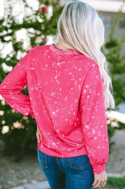 Online Dear-Lover Tie Dye Long Sleeve Pullover Sweatshirt Rose