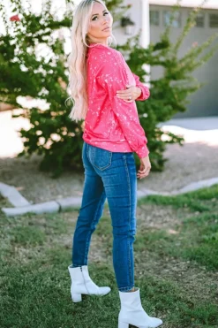 Online Dear-Lover Tie Dye Long Sleeve Pullover Sweatshirt Rose