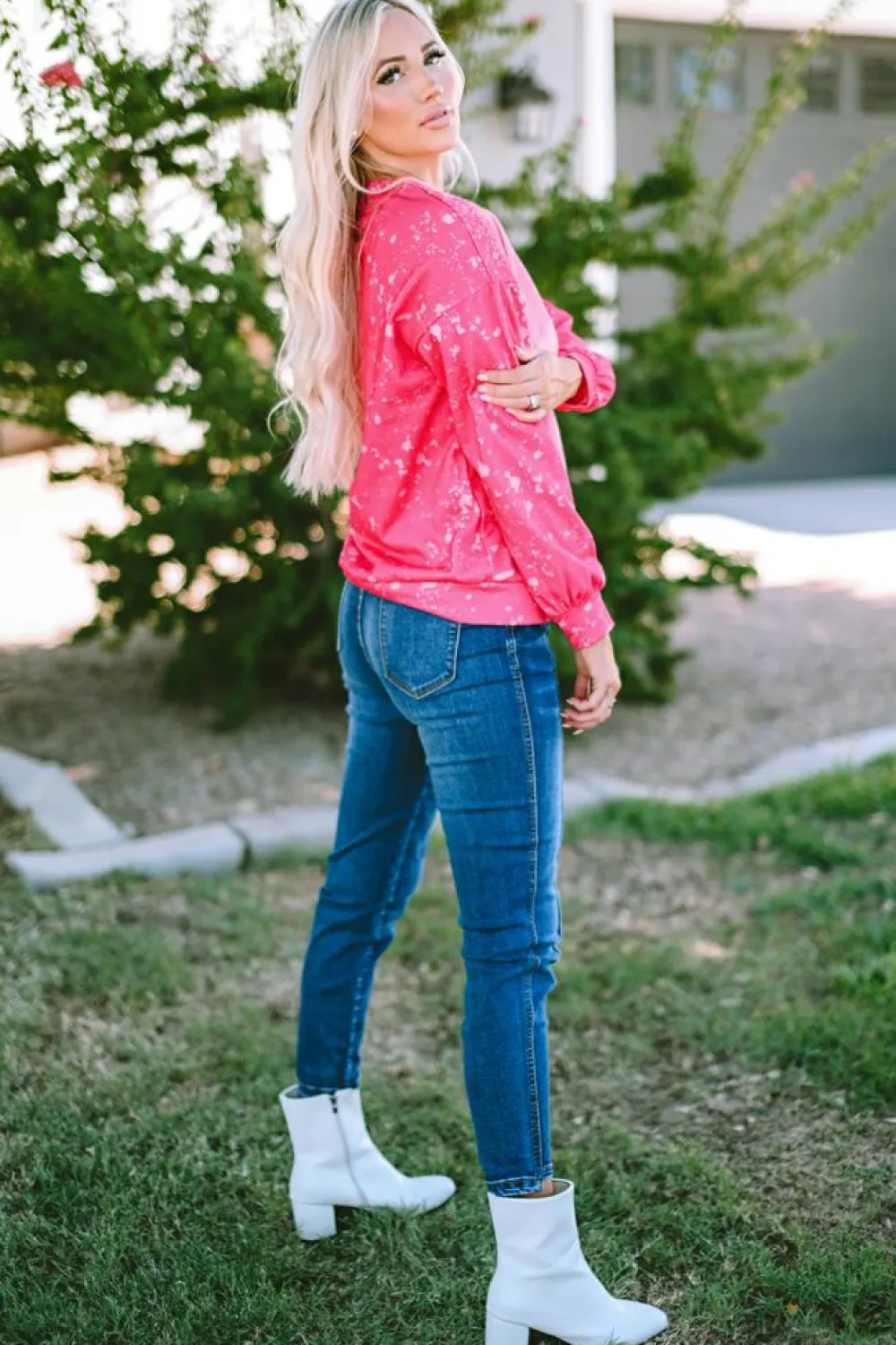 Online Dear-Lover Tie Dye Long Sleeve Pullover Sweatshirt Rose