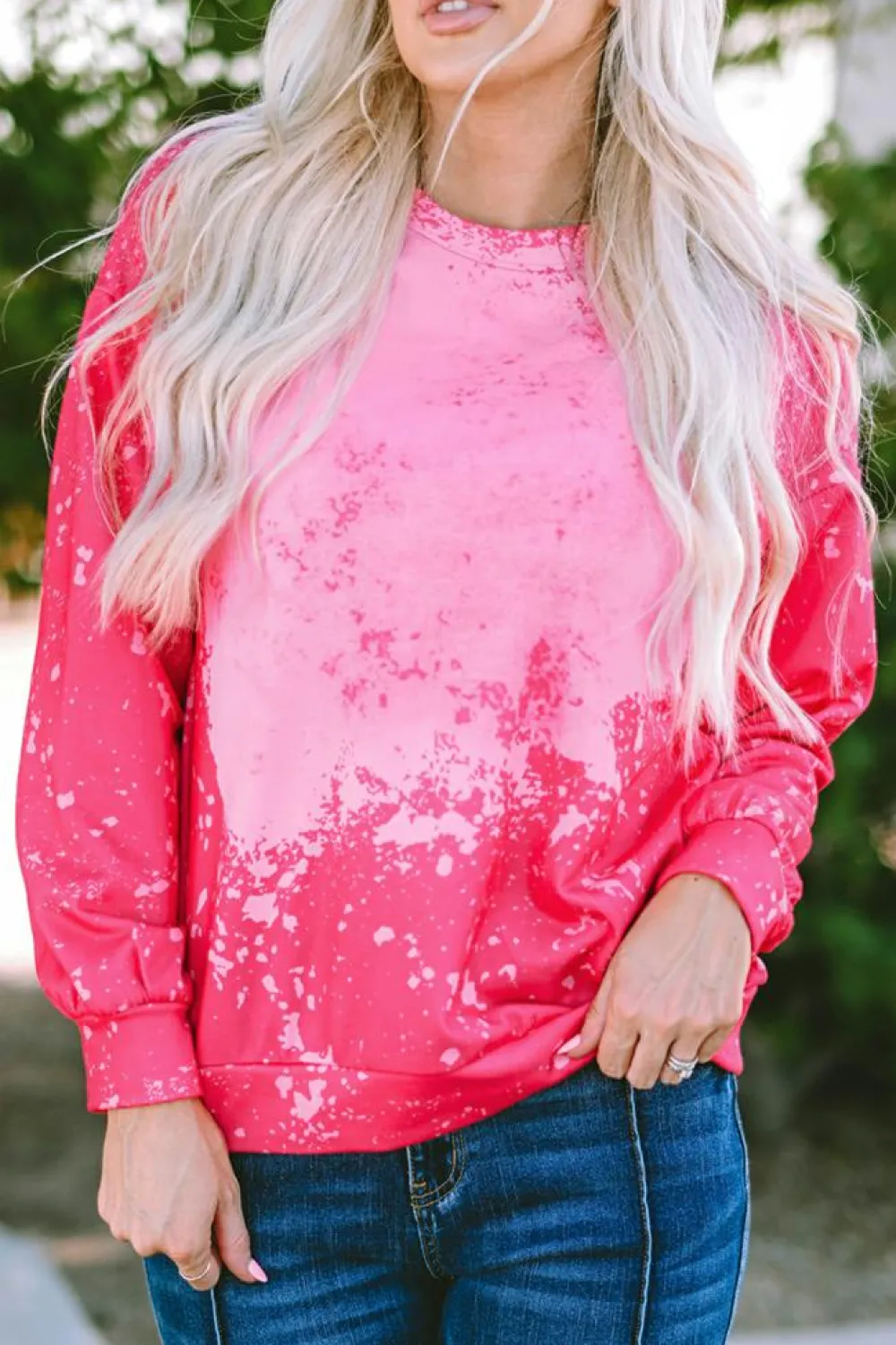 Online Dear-Lover Tie Dye Long Sleeve Pullover Sweatshirt Rose
