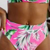 Outlet Dear-Lover Tropical Print Textured Bikini Bottoms Rose