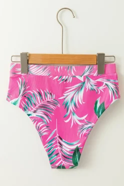 Outlet Dear-Lover Tropical Print Textured Bikini Bottoms Rose
