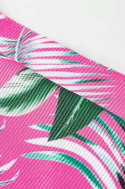 Outlet Dear-Lover Tropical Print Textured Bikini Bottoms Rose