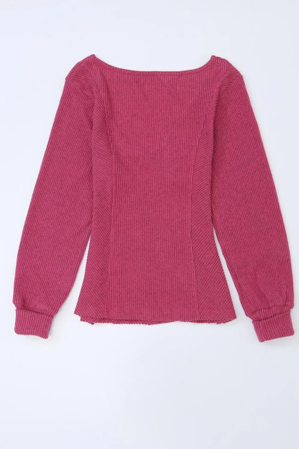 Discount Dear-Lover U Neck Textured Long Sleeve Top Rose