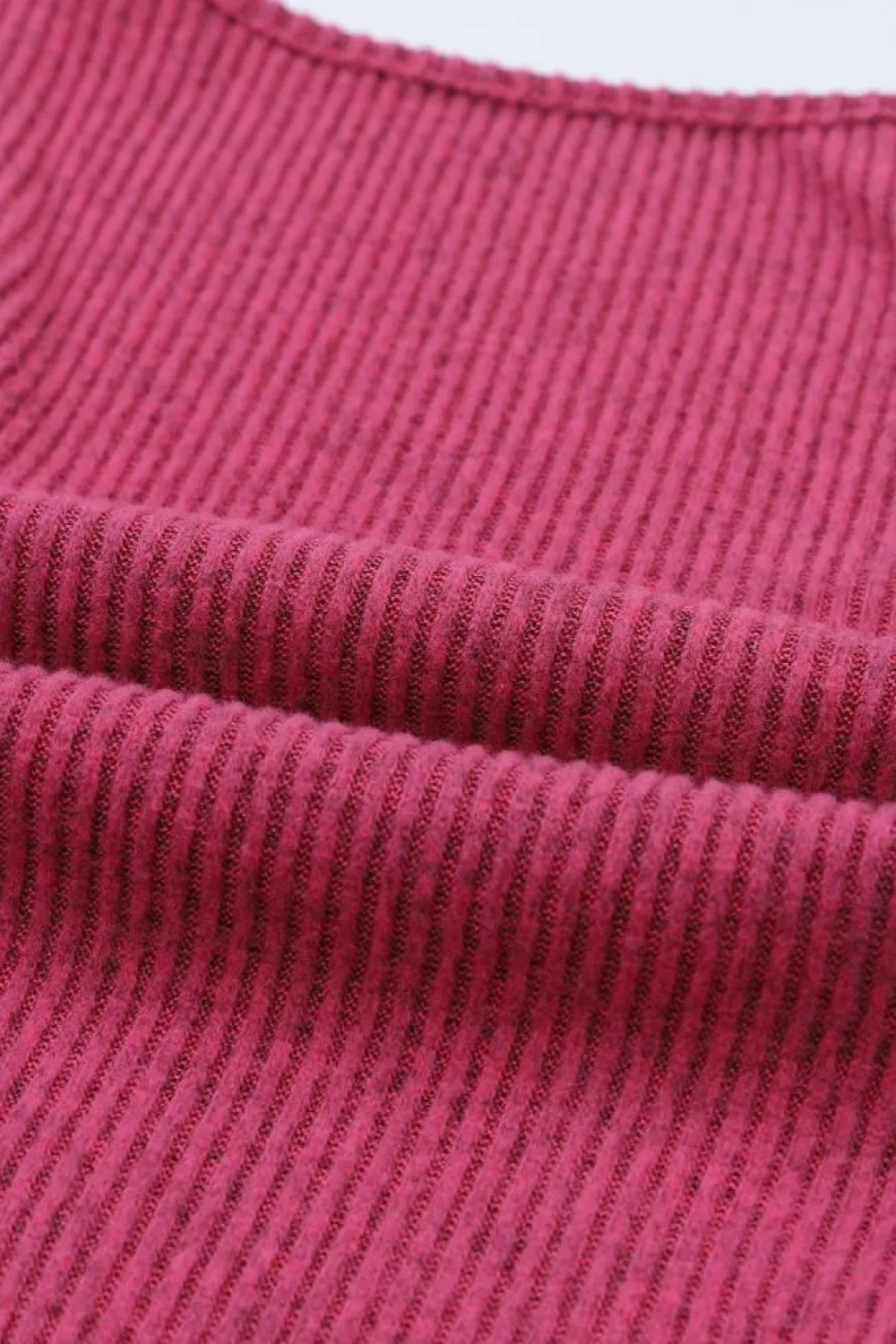 Discount Dear-Lover U Neck Textured Long Sleeve Top Rose