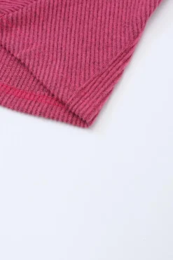 Discount Dear-Lover U Neck Textured Long Sleeve Top Rose