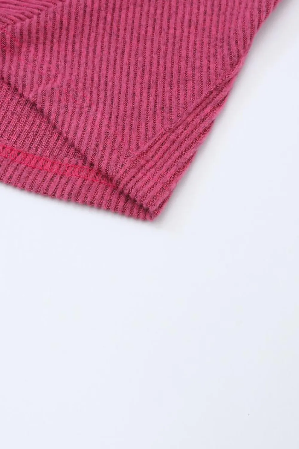 Discount Dear-Lover U Neck Textured Long Sleeve Top Rose