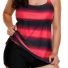 Sale Dear-Lover Rosy Strappy Hollow-out Back Plus Size Tankini Fiery Red