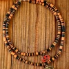 Sale Dear-Lover Skull Pumpkin Face Pendant Layered Beaded Halloween Necklace Russet Orange