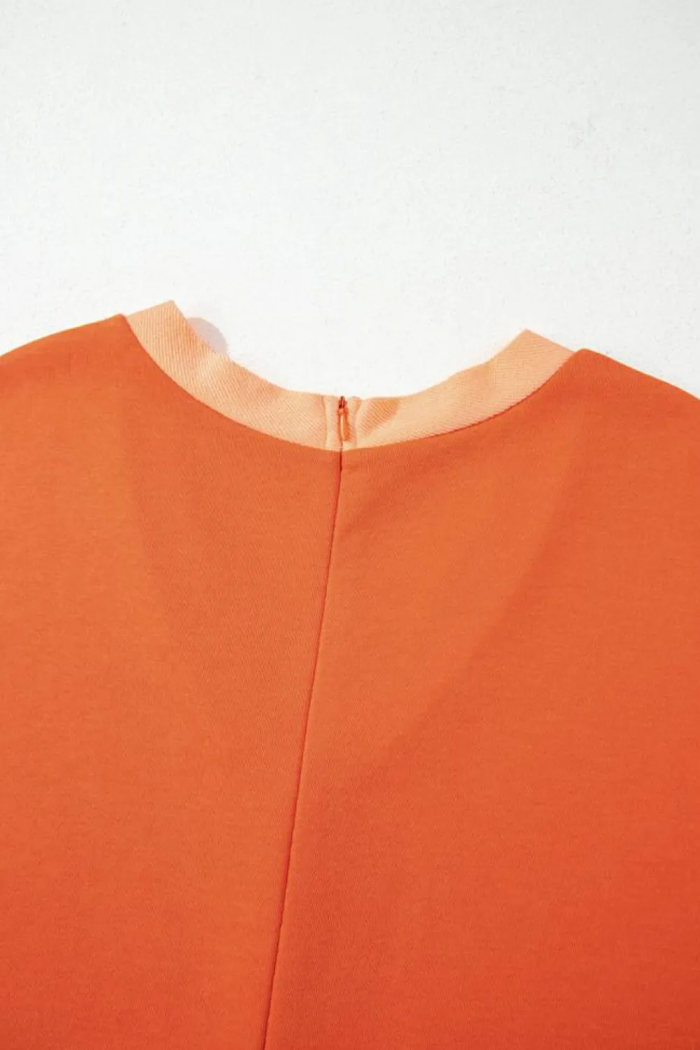 Online Dear-Lover Two-tone Short Sleeve V Neck Patched Pocket Loose Romper Russet Orange