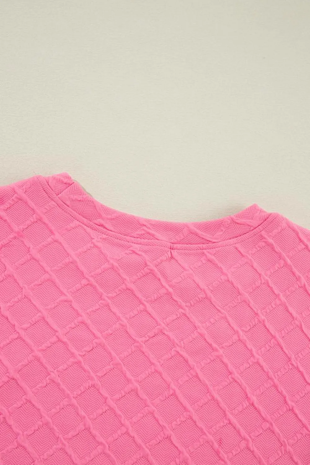 Online Dear-Lover Checkered Textured Tee and Drawstring Shorts Sachet Pink