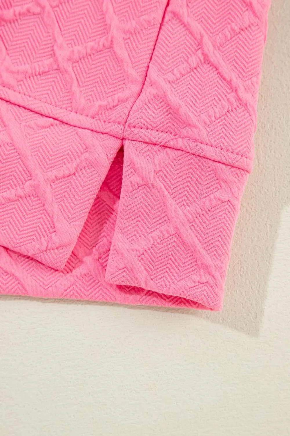Online Dear-Lover Checkered Textured Tee and Drawstring Shorts Sachet Pink