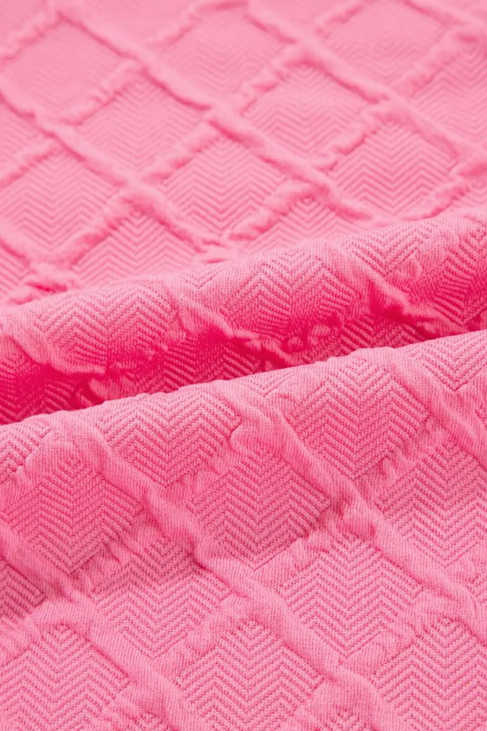 Online Dear-Lover Checkered Textured Tee and Drawstring Shorts Sachet Pink