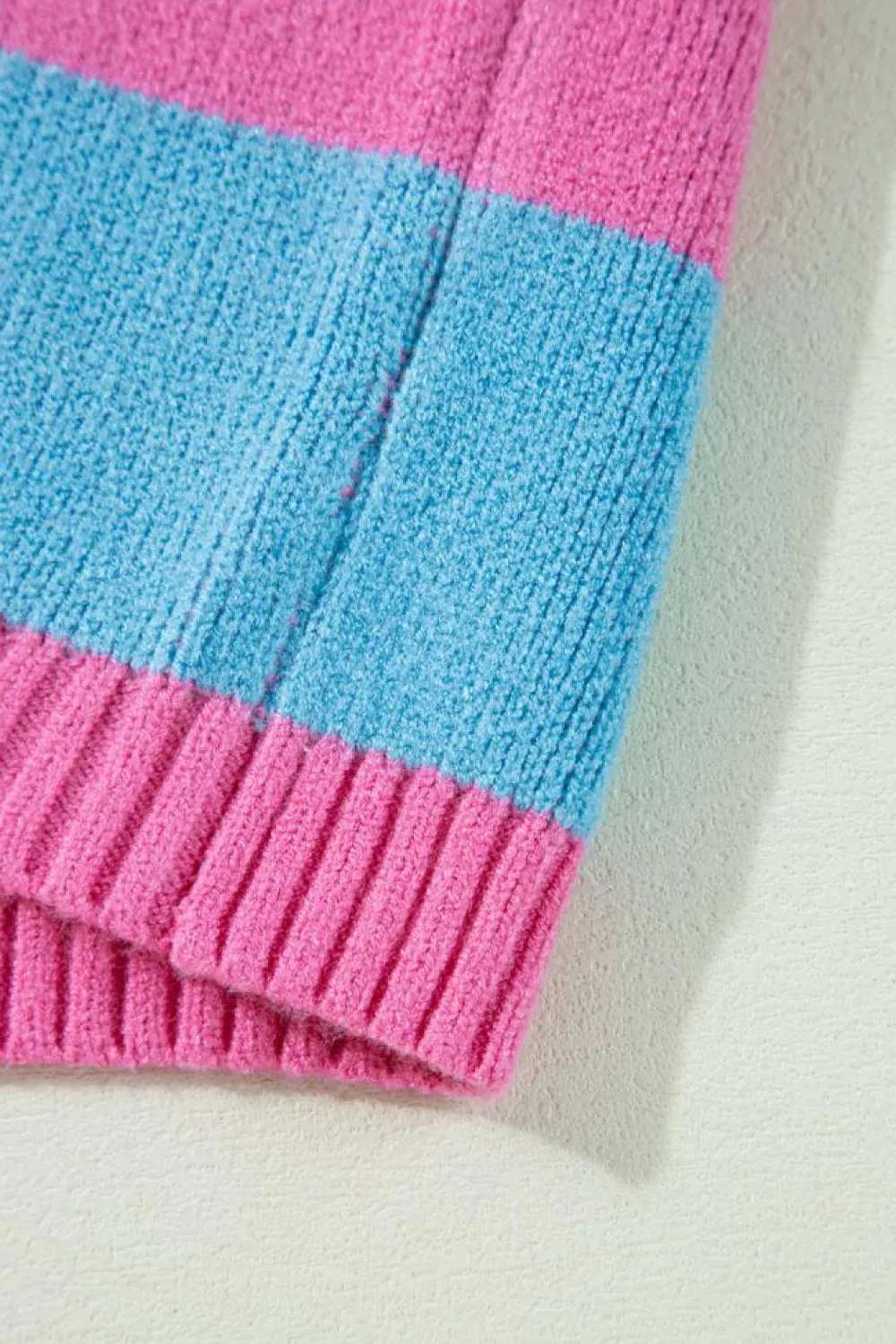 Sale Dear-Lover Colorblock Plaid Pattern Ribbed Trim Sweater Tank Top Sachet Pink