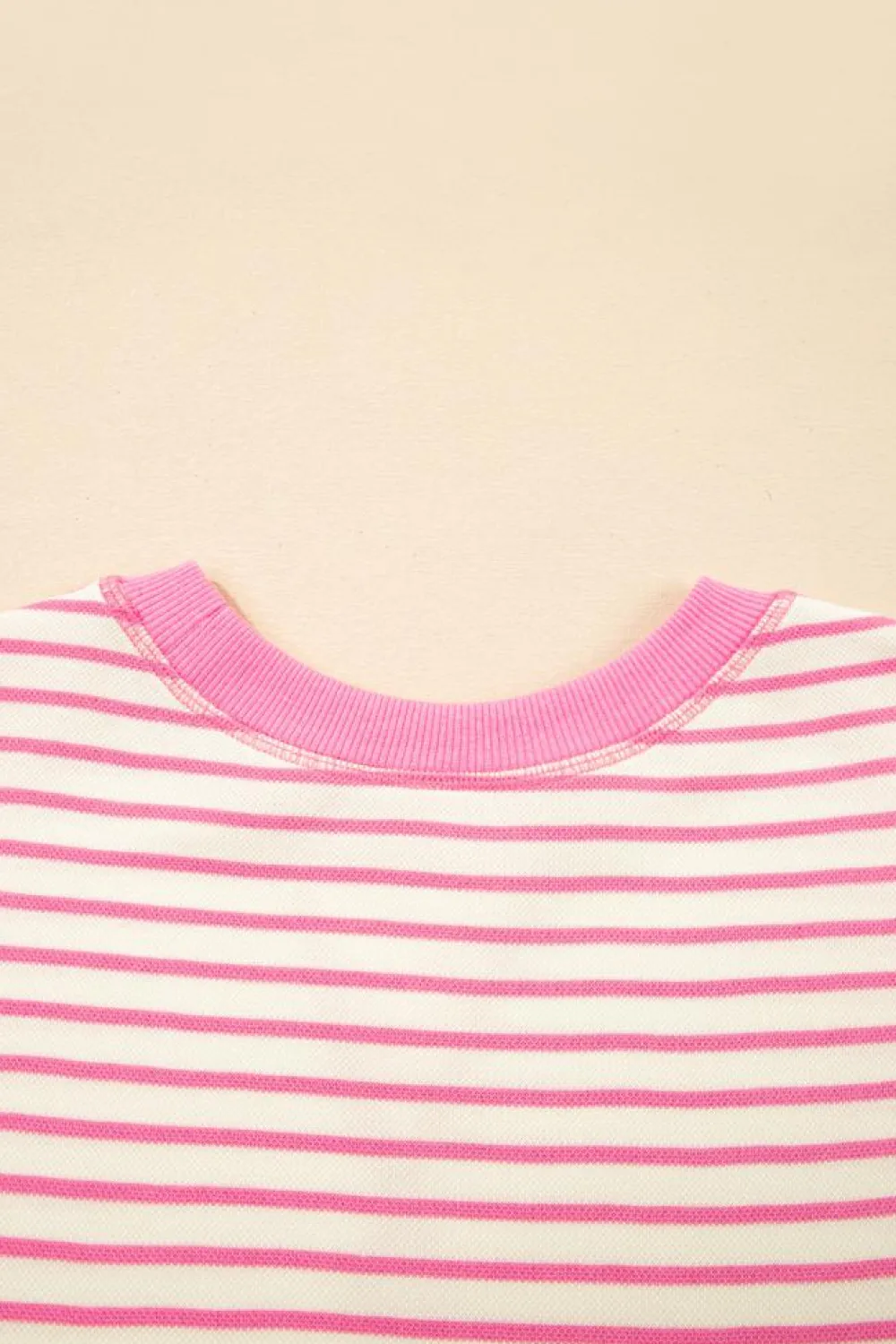 Outlet Dear-Lover Contrast Detail Striped Ruffle Short Sleeve Top Sachet Pink