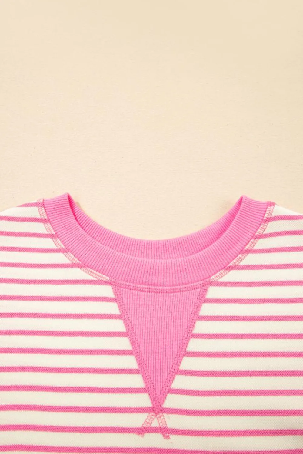 Outlet Dear-Lover Contrast Detail Striped Ruffle Short Sleeve Top Sachet Pink