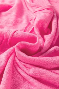 New Dear-Lover Contrast Patchwork 3/4 Sleeve V Neck Loose Blouse Sachet Pink