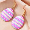 Hot Dear-Lover Easter Eggs Pattern Hook Earrings Sachet Pink