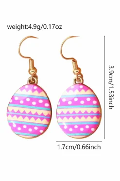 Hot Dear-Lover Easter Eggs Pattern Hook Earrings Sachet Pink