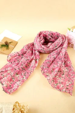 Hot Dear-Lover Floral Print Lightweight Large Scarf Sachet Pink