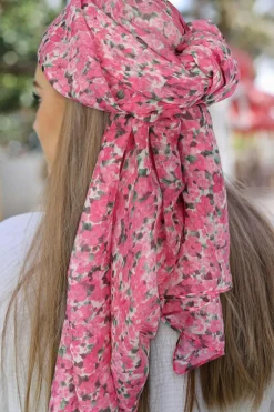 Hot Dear-Lover Floral Print Lightweight Large Scarf Sachet Pink