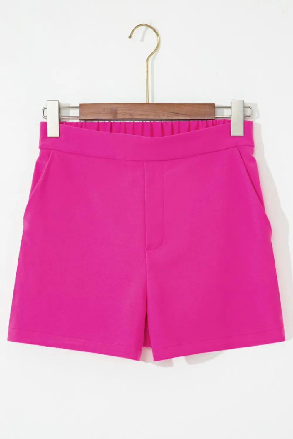 Clearance Dear-Lover Half Elastic Waist Casual Pocketed Shorts Sachet Pink