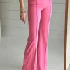 Hot Dear-Lover High Waist Central Seam Flared Pants Sachet Pink