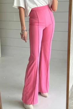 Hot Dear-Lover High Waist Central Seam Flared Pants Sachet Pink