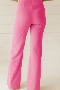 Hot Dear-Lover High Waist Central Seam Flared Pants Sachet Pink