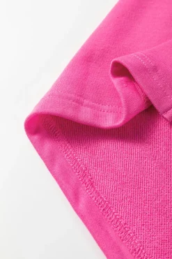 Hot Dear-Lover Mixed Print Patch Drop Shoulder Pullover Top Sachet Pink