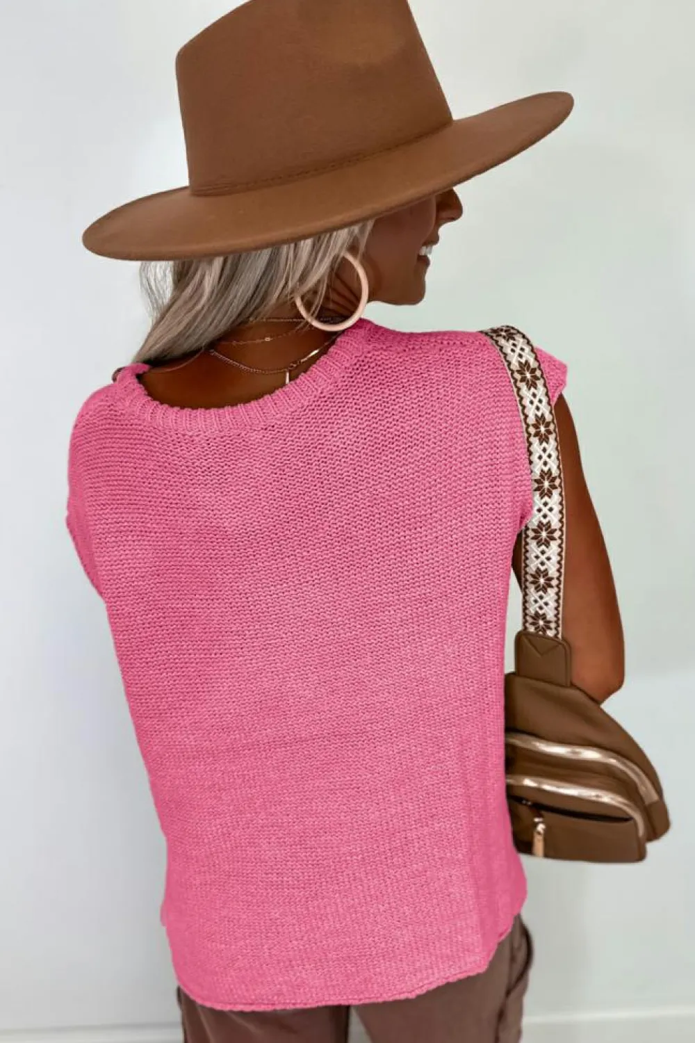Hot Dear-Lover Solid Color Sweater Tee with Side Slits Sachet Pink