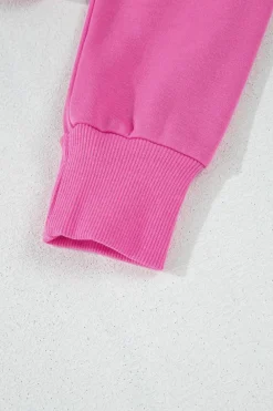 Outlet Dear-Lover Solid Drop Shoulder Drawstring Cropped Hoodie Sachet Pink