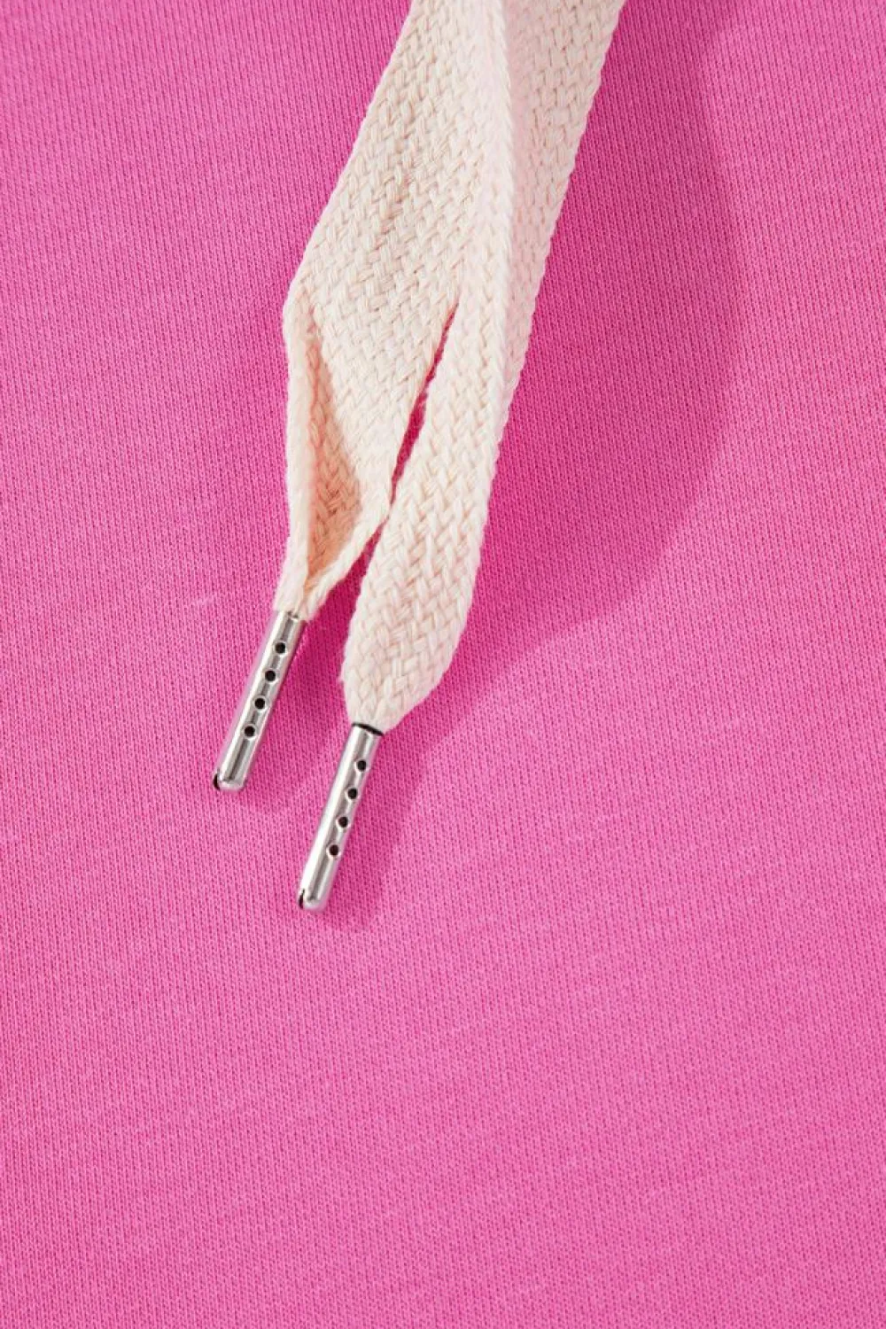 Outlet Dear-Lover Solid Drop Shoulder Drawstring Cropped Hoodie Sachet Pink