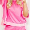 Online Dear-Lover Terry Cloth Colour Blocking Shorts Set Sachet Pink