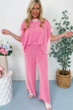 Discount Dear-Lover 2-tone Colorblock Patchwork Corded 2pcs Outfit Sachet Pink